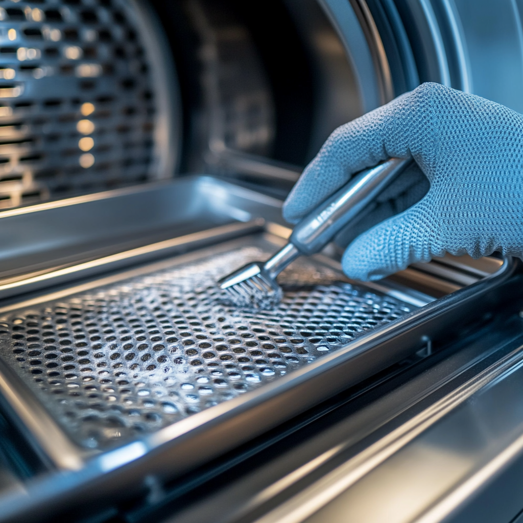 Title: Dryer Vent Cleaning Technician Cleaning Lint Trap