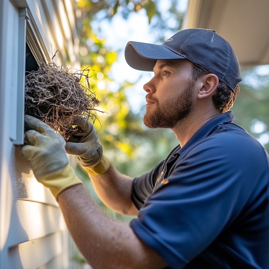 Title: Professional Dryer Vent Cleaning Service - Bird Nest Removed Safely